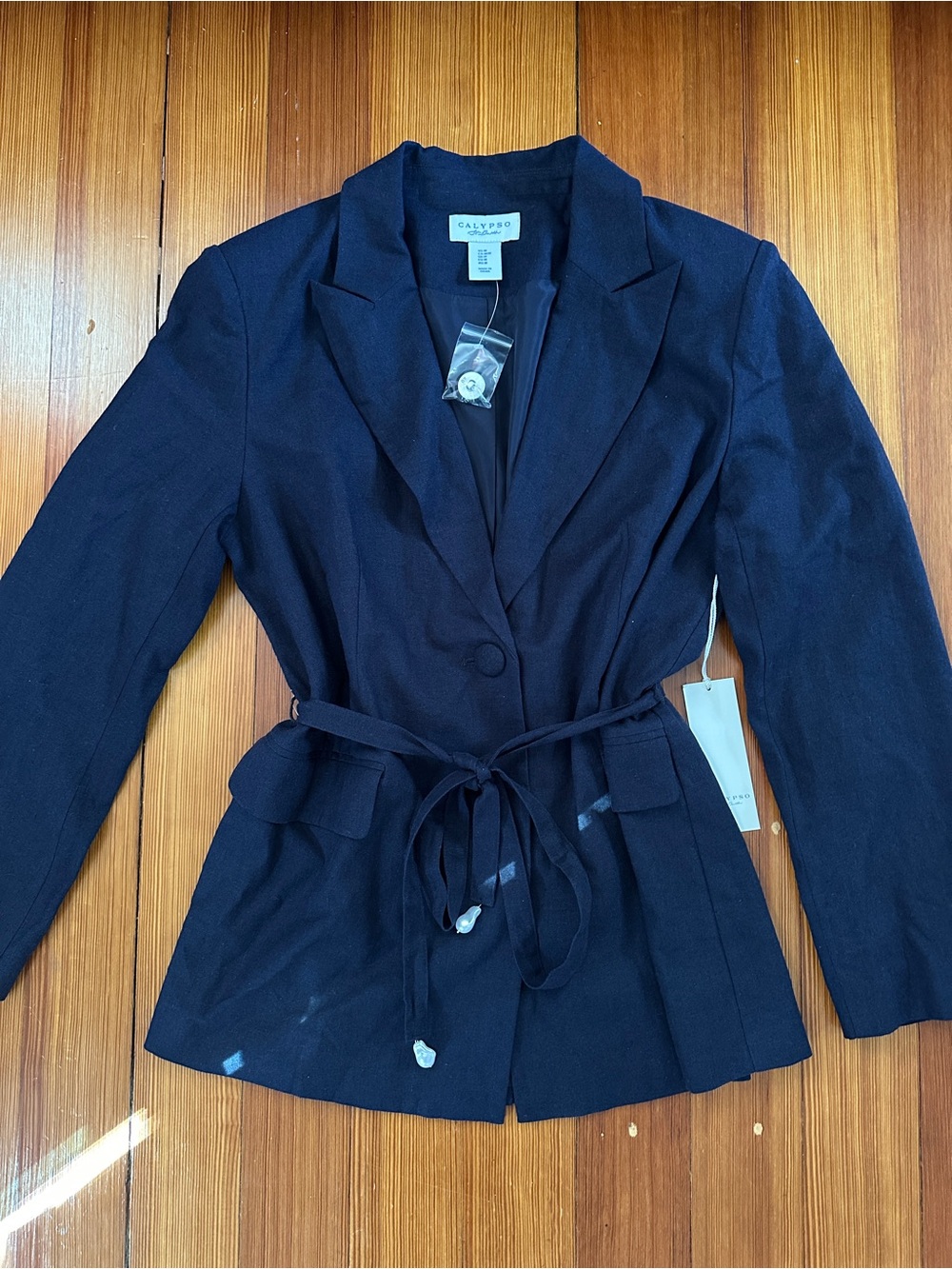 Calypso St Barth Navy Belted Blazer Jacket NWT